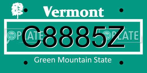C8885Z Vermont License Plate