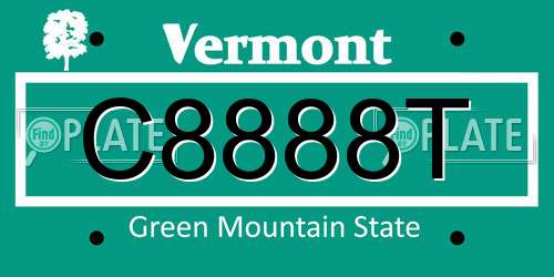 C8888T Vermont License Plate