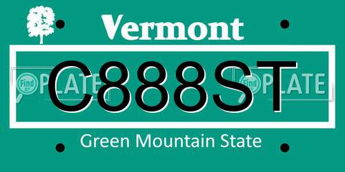 C888ST Vermont License Plate