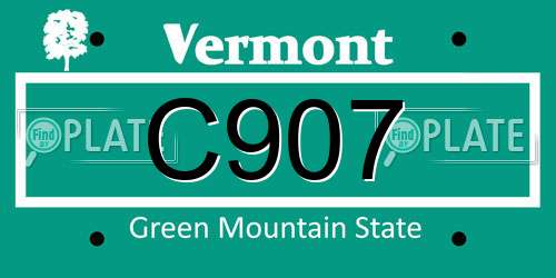 C907 Vermont License Plate