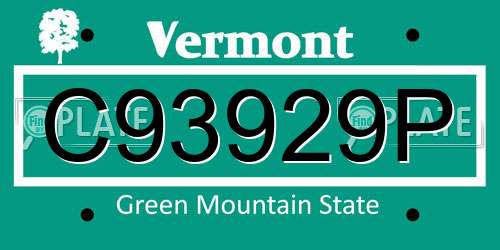 C93929P Vermont License Plate