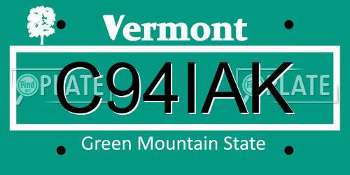 C94IAK Vermont License Plate