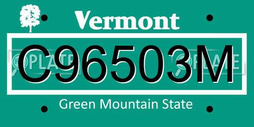 C96503M Vermont License Plate