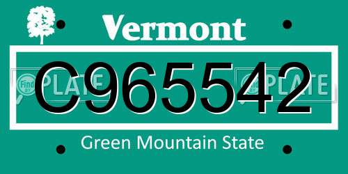 C965542 Vermont License Plate