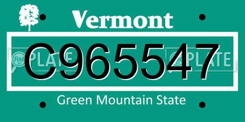 C965547 Vermont License Plate