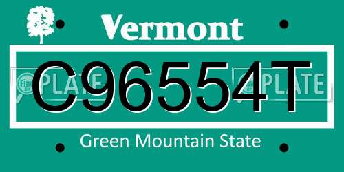 C96554T Vermont License Plate