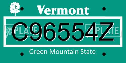 C96554Z Vermont License Plate