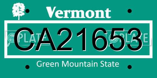 CA21653 Vermont License Plate