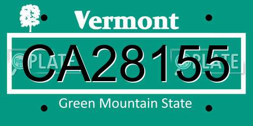 CA28155 Vermont License Plate