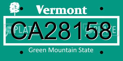 CA28158 Vermont License Plate