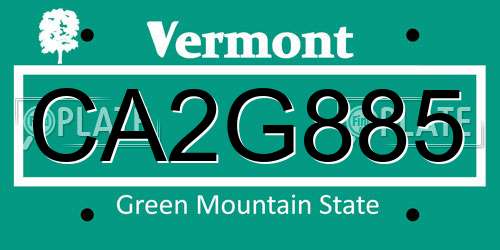 CA2G885 Vermont License Plate