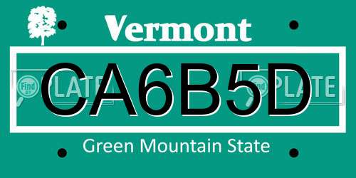 CA6B5D Vermont License Plate