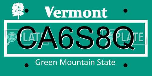 CA6S8Q Vermont License Plate