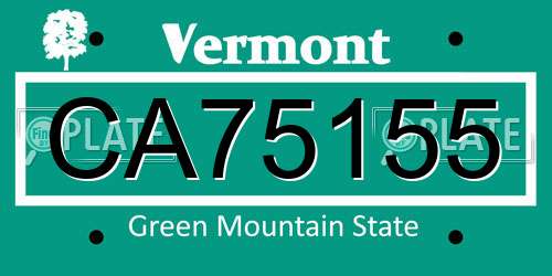 CA75155 Vermont License Plate