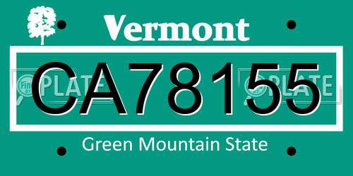 CA78155 Vermont License Plate