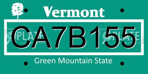 CA7B155 Vermont License Plate
