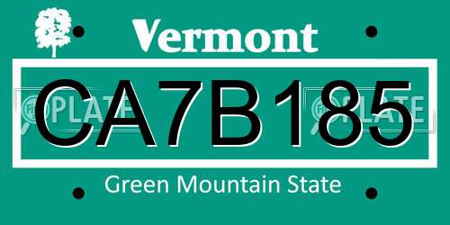 CA7B185 Vermont License Plate
