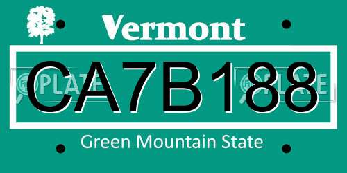 CA7B188 Vermont License Plate