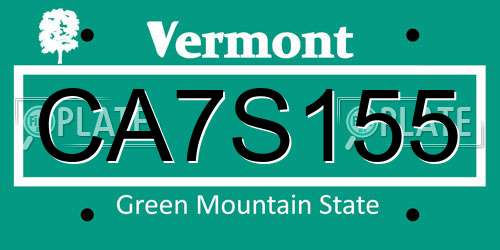 CA7S155 Vermont License Plate