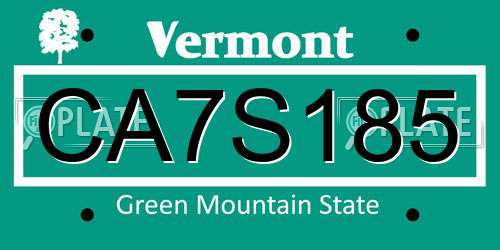 CA7S185 Vermont License Plate