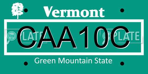 CAA10C Vermont License Plate