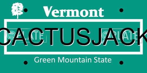 CACTUSJACK Vermont License Plate