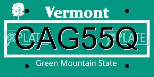 CAG55Q Vermont License Plate