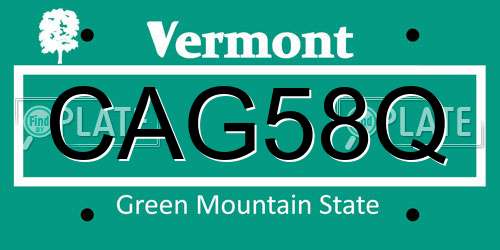 CAG58Q Vermont License Plate