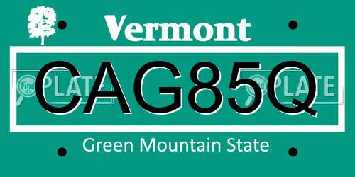 CAG85Q Vermont License Plate