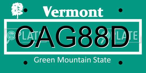 CAG88D Vermont License Plate