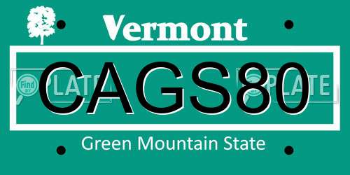 CAGS80 Vermont License Plate