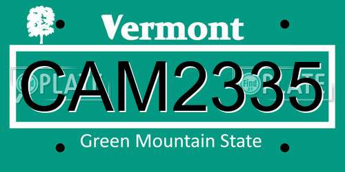 CAM2335 Vermont License Plate