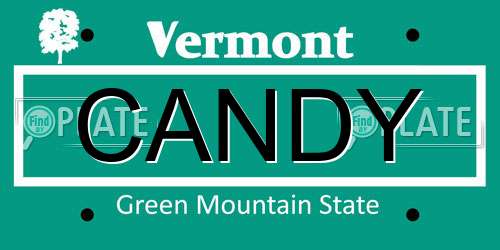 CANDY Vermont License Plate