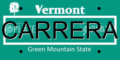 CARRERA Vermont License Plate