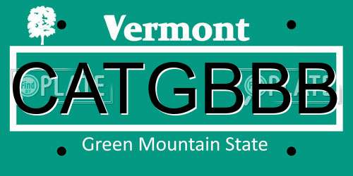 CATGBBB Vermont License Plate