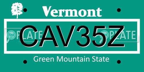 CAV35Z Vermont License Plate
