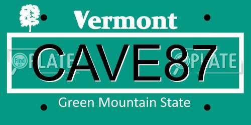 CAVE87 Vermont License Plate