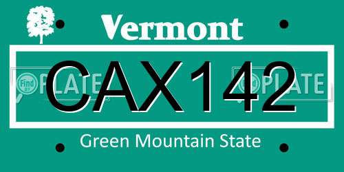 CAX142 Vermont License Plate