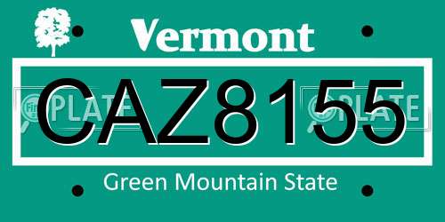 CAZ8155 Vermont License Plate