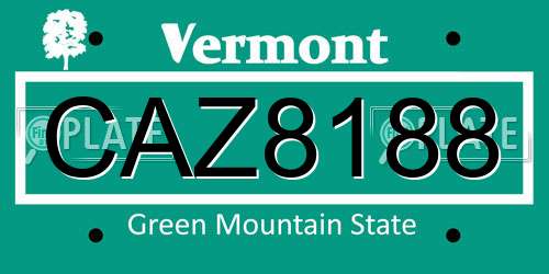 CAZ8188 Vermont License Plate