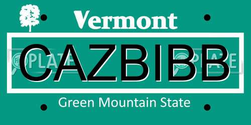 CAZBIBB Vermont License Plate