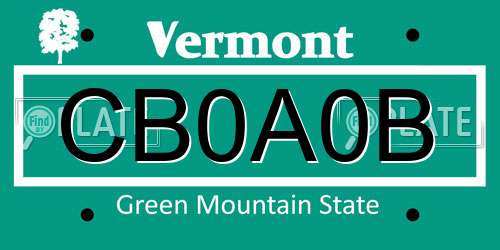 CB0A0B Vermont License Plate