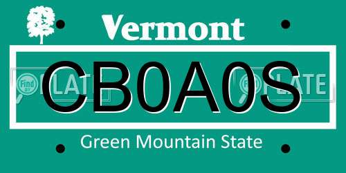 CB0A0S Vermont License Plate