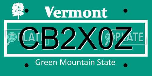 CB2X0Z Vermont License Plate