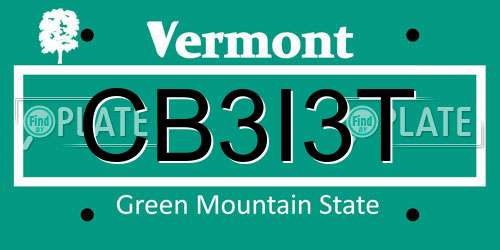 CB3I3T Vermont License Plate
