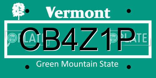 CB4Z1P Vermont License Plate