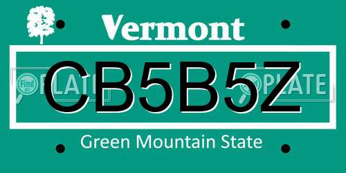 CB5B5Z Vermont License Plate