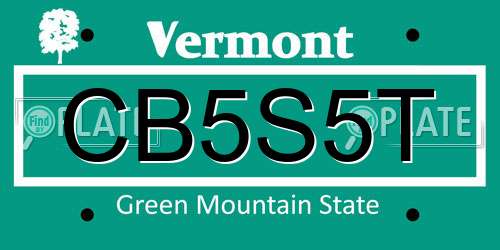 CB5S5T Vermont License Plate
