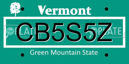 CB5S5Z Vermont License Plate