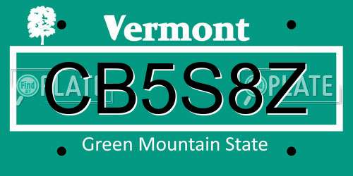 CB5S8Z Vermont License Plate